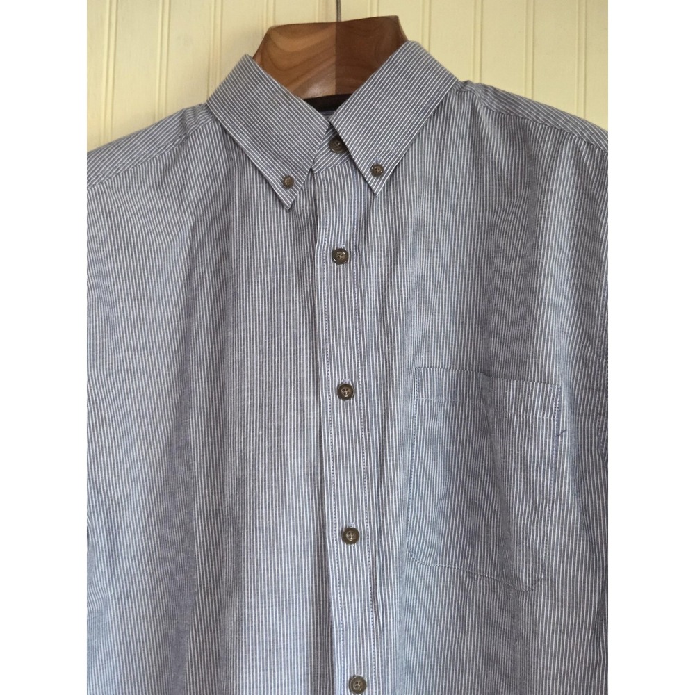 Nob Hill Shirt Mens‎ Medium Blue White Stripe Button Down Long Sleeve Casual